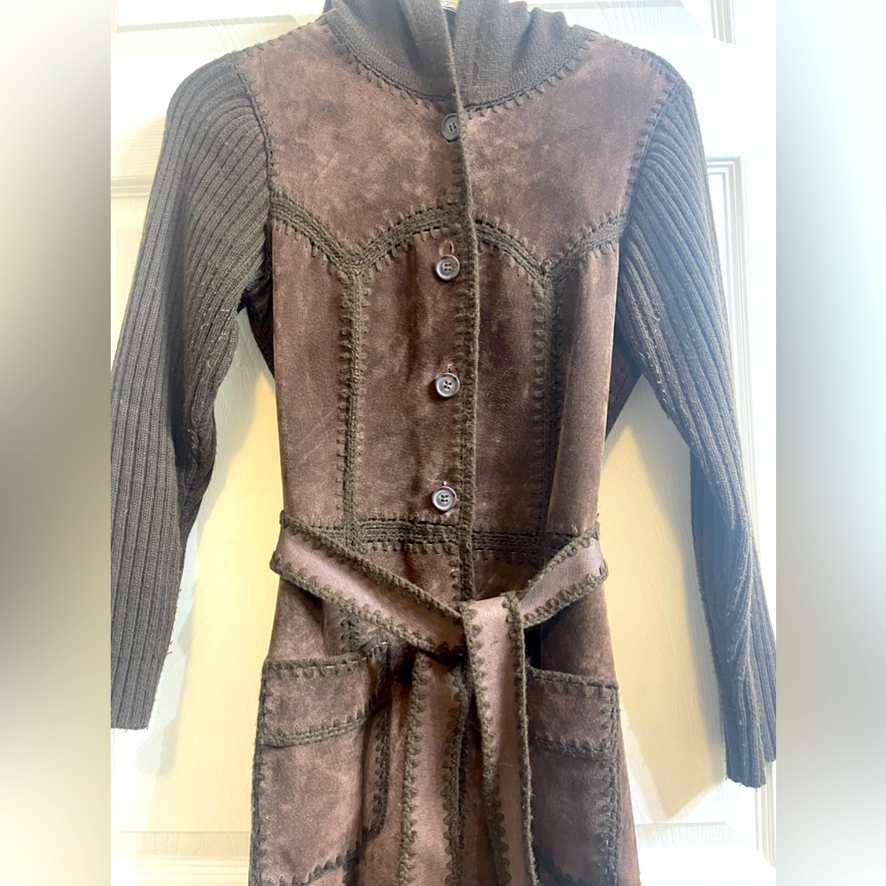 Vintage Long Belted Boho Cardigan Brown Wmn Size Small